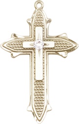 [6059KT-STN4] 14kt Gold Cross on Cross Medal with a 3mm Crystal Swarovski stone