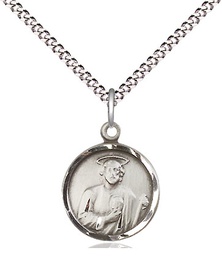 [0601JSS/18S] Sterling Silver Saint Jude Pendant on a 18 inch Light Rhodium Light Curb chain