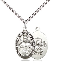[3988SS/18S] Sterling Silver Scapular Pendant on a 18 inch Light Rhodium Light Curb chain