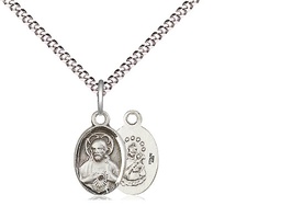 [0702SSS/18S] Sterling Silver Scapular Pendant on a 18 inch Light Rhodium Light Curb chain