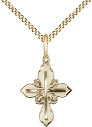 [6061GF/18G] 14kt Gold Filled Cross Pendant on a 18 inch Gold Plate Light Curb chain