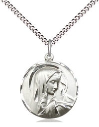 [4249SS/18S] Sterling Silver Sorrowful Mother Pendant on a 18 inch Light Rhodium Light Curb chain