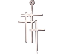 [6065SS] Sterling Silver Triple Cross Medal
