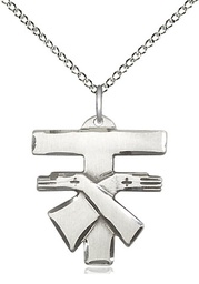 [6072SS/18SS] Sterling Silver Franciscan Cross Pendant on a 18 inch Sterling Silver Light Curb chain