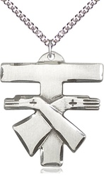 [6073SS/24SS] Sterling Silver Franciscan Cross Pendant on a 24 inch Sterling Silver Heavy Curb chain