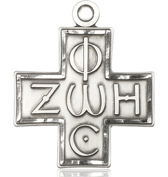 [6075SS] Sterling Silver Light &amp; Life Cross Medal
