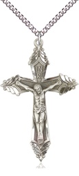 [6076SS/24SS] Sterling Silver Crucifix Pendant on a 24 inch Sterling Silver Heavy Curb chain