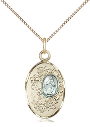 [5682EGF/18GF] 14kt Gold Filled Miraculous Pendant on a 18 inch Gold Filled Light Curb chain