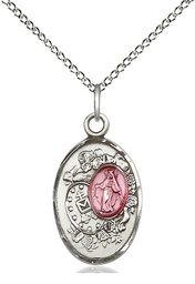 [5682EPSS/18SS] Sterling Silver Miraculous Pendant on a 18 inch Sterling Silver Light Curb chain
