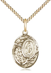 [5683GF/18G] 14kt Gold Filled Miraculous Pendant on a 18 inch Gold Plate Light Curb chain