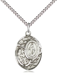 [5683SS/18S] Sterling Silver Miraculous Pendant on a 18 inch Light Rhodium Light Curb chain