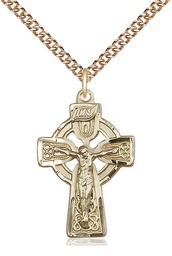 [5684GF/24GF] 14kt Gold Filled Celtic Crucifix Pendant on a 24 inch Gold Filled Heavy Curb chain