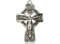 [5684SSY] Sterling Silver Celtic Crucifix Medal