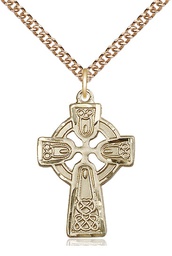 [5689GF/24GF] 14kt Gold Filled Celtic Cross Pendant on a 24 inch Gold Filled Heavy Curb chain