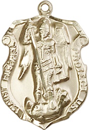 [5692GF] 14kt Gold Filled Saint Michael the Archangel Shield Medal