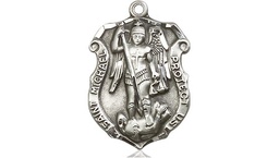 [5692SSY] Sterling Silver Saint Michael the Archangel Shield Medal - With Box