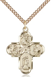 [5700GF/24GF] 14kt Gold Filled Franciscan 4-Way Pendant on a 24 inch Gold Filled Heavy Curb chain