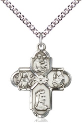 [5700SS/24SS] Sterling Silver Franciscan 4-Way Pendant on a 24 inch Sterling Silver Heavy Curb chain