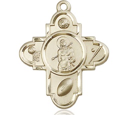 [5703GF] 14kt Gold Filled Sports 5-Way St Sebastian Medal