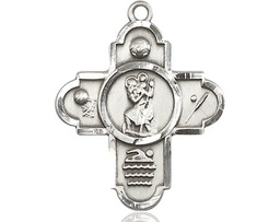 [5712SS] Sterling Silver 5-Way St Christopher Sports Medal