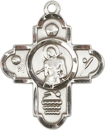 [5714SS] Sterling Silver 5-Way St Sebastian Sports Medal