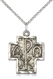 [4226SS/18SS] Sterling Silver Alpha &amp; Omega Pendant on a 18 inch Sterling Silver Light Curb chain