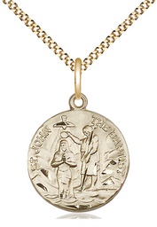 [4229GF/18G] 14kt Gold Filled Saint John the Baptist Pendant on a 18 inch Gold Plate Light Curb chain