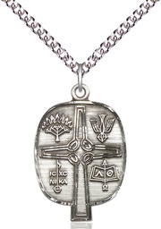 [4234SS/24SS] Sterling Silver Presbyterian Pendant on a 24 inch Sterling Silver Heavy Curb chain