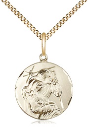 [4245GF/18G] 14kt Gold Filled Holy Family Pendant on a 18 inch Gold Plate Light Curb chain