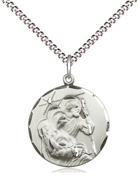 [4245SS/18S] Sterling Silver Holy Family Pendant on a 18 inch Light Rhodium Light Curb chain