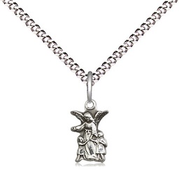 [4254SS/18S] Sterling Silver Littlest Angel Pendant on a 18 inch Light Rhodium Light Curb chain