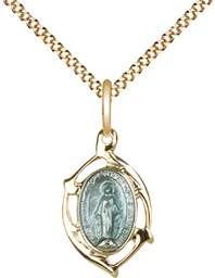 Gold Plate Sterling Silver Miraculous Leaf Pendant on a 18 inch Gold Plate Light Curb chain