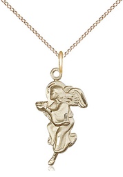 [4260GF/18GF] 14kt Gold Filled Guardian Angel Pendant on a 18 inch Gold Filled Light Curb chain