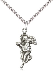 [4260SS/18S] Sterling Silver Guardian Angel Pendant on a 18 inch Light Rhodium Light Curb chain