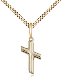 [4261GF/18G] 14kt Gold Filled Cross Pendant on a 18 inch Gold Plate Light Curb chain