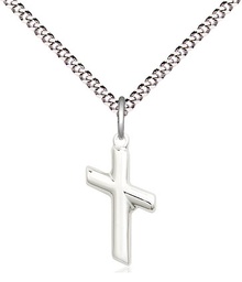 [4261SS/18S] Sterling Silver Cross Pendant on a 18 inch Light Rhodium Light Curb chain