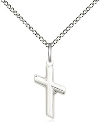[4261SS/18SS] Sterling Silver Cross Pendant on a 18 inch Sterling Silver Light Curb chain