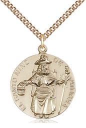 [4268GF/24GF] 14kt Gold Filled Saint NiÃ±o de Atocha Pendant on a 24 inch Gold Filled Heavy Curb chain