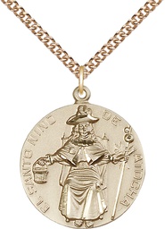 [4268GF/24GF] 14kt Gold Filled Saint NiC_x0003_B1o de Atocha Pendant on a 24 inch Gold Filled Heavy Curb chain