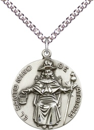 [4268SS/24SS] Sterling Silver Saint NiCB1o de Atocha Pendant on a 24 inch Sterling Silver Heavy Curb chain