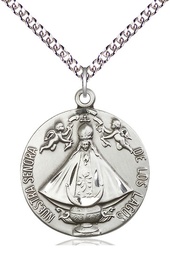 [4271SS/24SS] Sterling Silver Senora de Los Lagos Pendant on a 24 inch Sterling Silver Heavy Curb chain