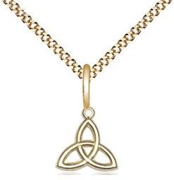 [5100GF/18G] 14kt Gold Filled Trinity Irish Knot Pendant on a 18 inch Gold Plate Light Curb chain