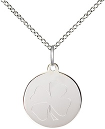 [5107EMSS/18SS] Sterling Silver Shamrock Pendant with a Emerald bead on a 18 inch Sterling Silver Light Curb chain
