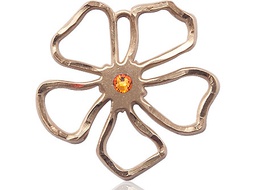 [5109KT-STN11] 14kt Gold Five Petal Flower Medal with a 3mm Topaz Swarovski stone