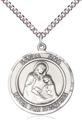 [7002RDSPSS/24SS] Sterling Silver Santa Ana Pendant on a 24 inch Sterling Silver Heavy Curb chain
