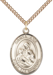 [7002SPGF/24GF] 14kt Gold Filled Santa Ana Pendant on a 24 inch Gold Filled Heavy Curb chain
