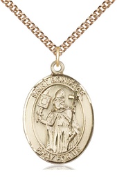 [7009GF/24GF] 14kt Gold Filled Saint Boniface Pendant on a 24 inch Gold Filled Heavy Curb chain