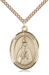 [7010GF/24GF] 14kt Gold Filled Saint Blaise Pendant on a 24 inch Gold Filled Heavy Curb chain