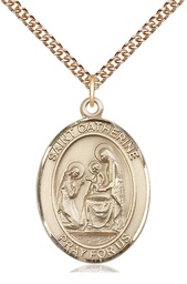 [7014GF/24GF] 14kt Gold Filled Saint Catherine of Siena Pendant on a 24 inch Gold Filled Heavy Curb chain