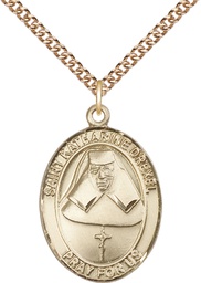 [7015GF/24GF] 14kt Gold Filled Saint Katharine Drexel Pendant on a 24 inch Gold Filled Heavy Curb chain